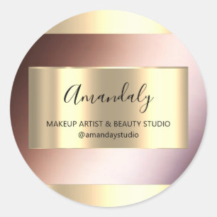 Sticker Rond Maquillage Beauté Shop Frame Gold Favoriser Rose b