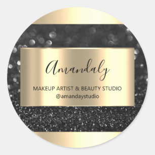 Sticker Rond Maquillage Beauté Shop Frame Or Favoriser Black Gr