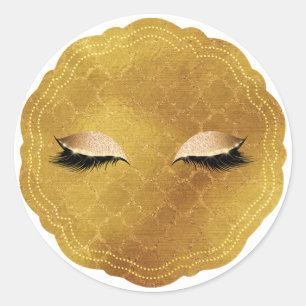 Sticker Rond Maquillage Doré Pour Les Yeux Cils Beauté Soirée
