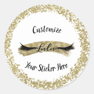 Sticker Rond Maquillage Glamour Coup de Pinceau Doré Moderne Ci