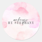 Sticker Rond Maquillage moderne d'aquarelle rose vif (Devant)