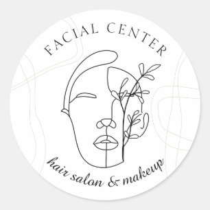 Sticker Rond Maquillage Moderne Flora Femme Peau Coiffeur Visag