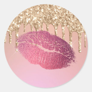Sticker Rond Maquillage tendance Artiste Lip Kiss Rose Gold Par