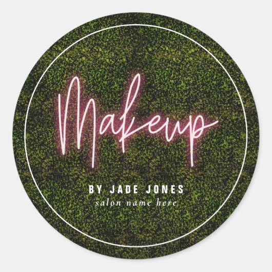 Sticker Rond Maquillage vert néon Artiste Cosmetologue d'affair (Devant)