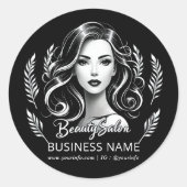 Sticker Rond Maquilleur Coiffeur Moderne Noir Blanc Or (Devant)