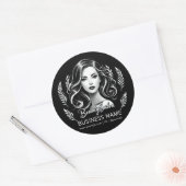 Sticker Rond Maquilleur Coiffeur Moderne Noir Blanc Or (Enveloppe)