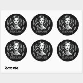 Sticker Rond Maquilleur Coiffeur Moderne Noir Blanc Or (Feuille)