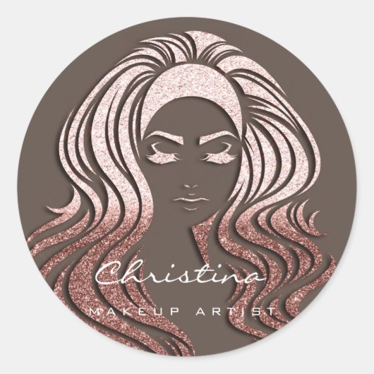 Sticker Rond Maquilleuse lèvres baiser Rose Salon de coiffure C (Devant)
