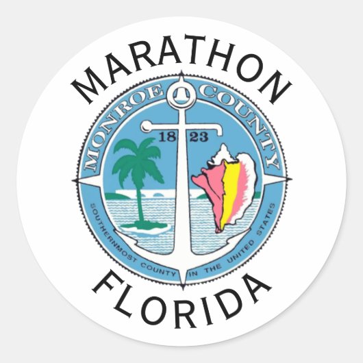Sticker Rond Marathon - Florida Keys (Devant)