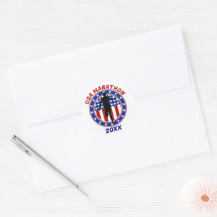 STICKER ROND MARATHON / RELAIS COURSE PATRIOTIQUE USA