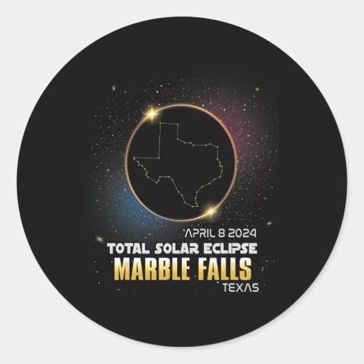 Sticker Rond Marble Falls Texas Total Solar Eclipse 2024 1 (Devant)