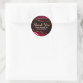 Sticker Rond Marbre Agate Pailleté Rouge Foncé & Or (Sac)