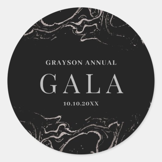 Sticker Rond Marbre argenté de Gala (Devant)