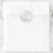 Sticker Rond Marbre blanc de nom personnalisé de script moderne (Sac)