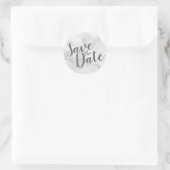 Sticker Rond Marbre blanc élégant classique mariage Enregistrer (Sac)