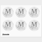 Sticker Rond Marbre blanc Élégant Monogramme Business Classic R (Feuille)