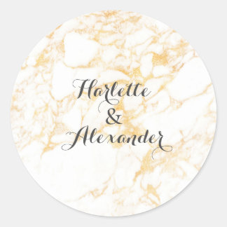 Sticker Rond Marbre blanc et or