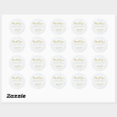 Sticker Rond Marbre blanc Modèle Merci Gold Script (Feuille)