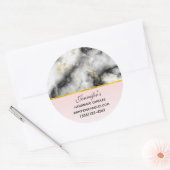 Sticker Rond Marbre blanc moderne avec ruban d'or (Enveloppe)
