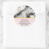 Sticker Rond Marbre blanc moderne avec ruban d'or (Sac)