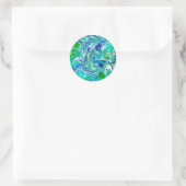 Sticker Rond Marbre bleu et vert Fluid Art Abstrait (Sac)