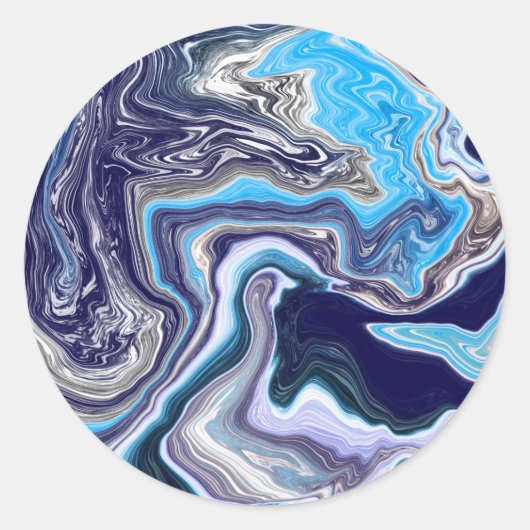 Sticker Rond Marbre bleu Fluide Art (Devant)
