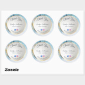 Sticker Rond marbre bleu rose merci (Feuille)