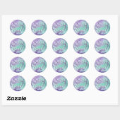 Sticker Rond Marbre chic | Dégradé lavande violet et menthe pou (Feuille)
