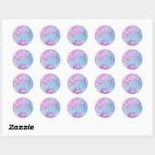Sticker Rond Marbre chic | Glamour clinquant bleu violet pour l (Feuille)