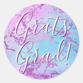 Sticker Rond Marbre chic | Glamour clinquant bleu violet pour l (Devant)