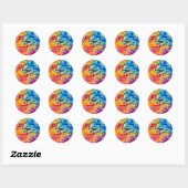 Sticker Rond Marbre coloré brillant (Feuille)
