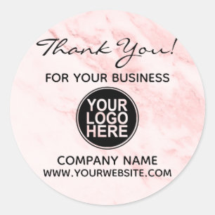 Sticker Rond Marbre de logo personnalisé Merci d'affaires corpo