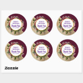 Sticker Rond Marbre d'or et fleurs de Bourgogne (Feuille)