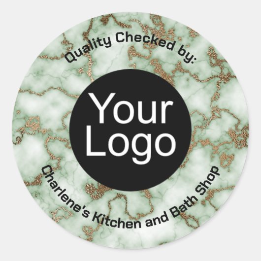 Sticker Rond Marbre d'or Faux Green (Devant)