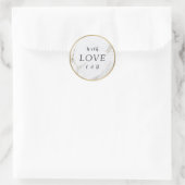 Sticker Rond Marbre d'or Faux mariage moderne amour monogramme (Sac)