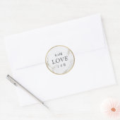 Sticker Rond Marbre d'or Faux mariage moderne amour monogramme (Enveloppe)