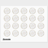 Sticker Rond Marbre d'or Faux mariage moderne amour monogramme (Feuille)