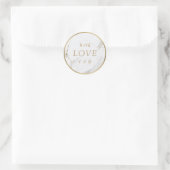 Sticker Rond Marbre d'or Faux mariage moderne amour monogramme (Sac)