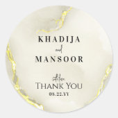 Sticker Rond Marbre d'or Mariage Texture Merci Favor (Devant)