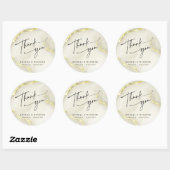 Sticker Rond Marbre d'or Mariage Texture Merci Favor (Feuille)