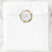Sticker Rond Marbre doré abstrait à monogramme élégant initial (Sac)