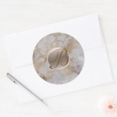Sticker Rond Marbre Doré Initiale Monogramme Moderne Chic Luxe (Enveloppe)