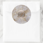 Sticker Rond Marbre Doré Initiale Monogramme Moderne Chic Luxe (Sac)