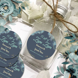 Sticker Rond Marbre Dusty bleu Mariage islamique cadeau Zam Zam