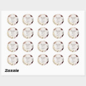 Sticker Rond Marbre floral moderne Merci mariage Favoriser (Feuille)