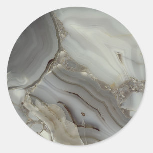 Sticker Rond Marbre Gris avec Veine d'Or