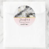 Sticker Rond Marbre gris lisse moderne avec bougie de ruban dor (Sac)