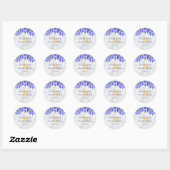 Sticker Rond Marbre gris moderne Royal Blue Iris motif floral (Feuille)