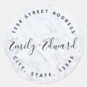 Sticker Rond Marbre moderne Couple Names Mariage Adresse (Devant)