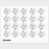 Sticker Rond Marbre noir et blanc Merci (Feuille)